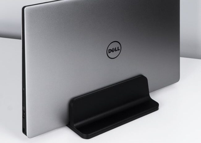 QUVIO Laptop standaard verticaal – Verstelbaar 1,4 tot 7,3 cm – Zwart