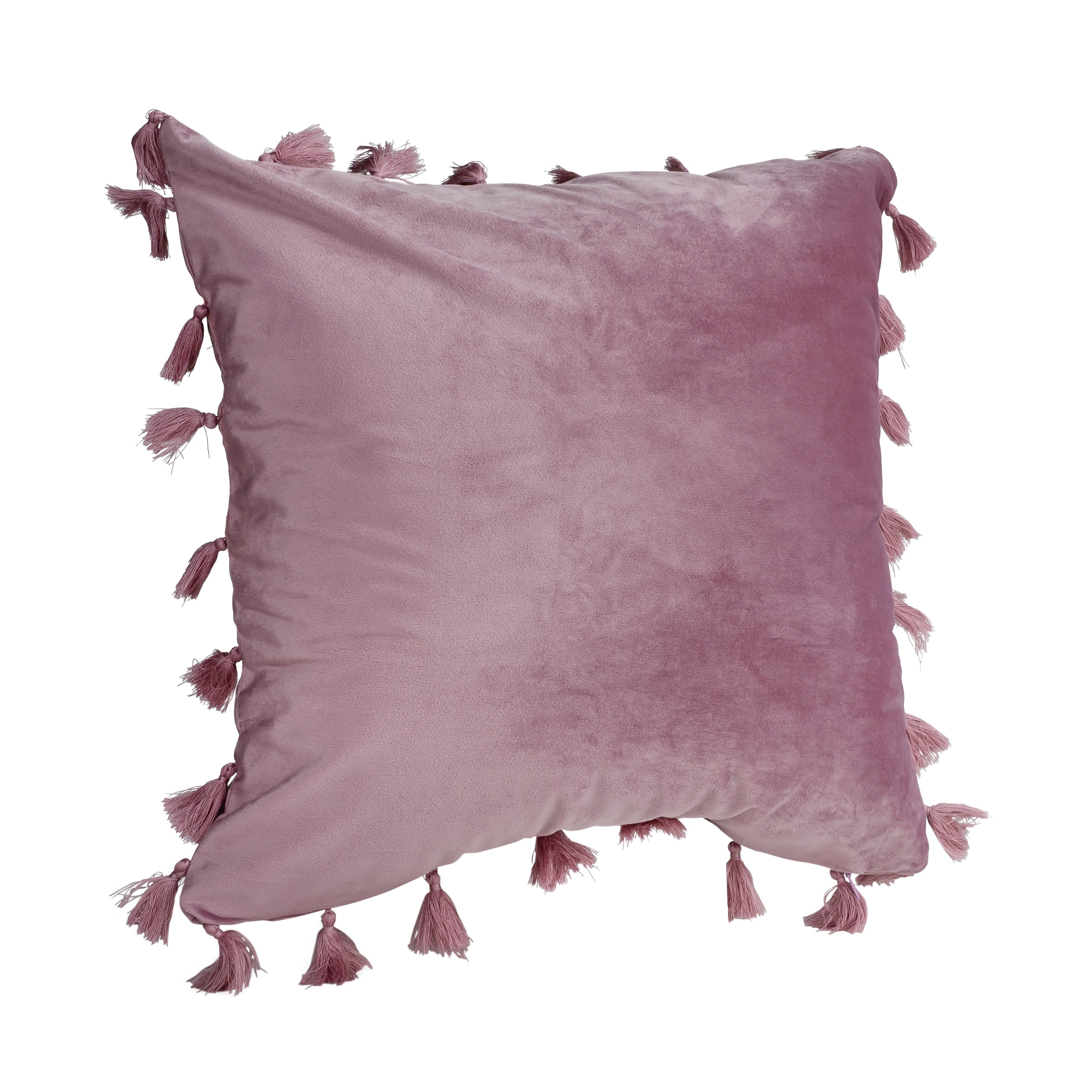 Roze sierkussen met franjes