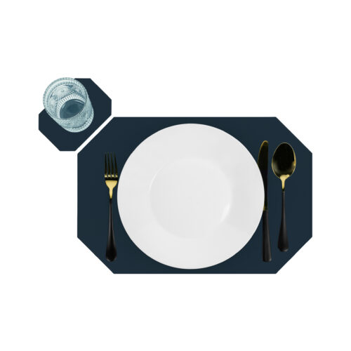 Donkerblauwe placemat met onderzetter