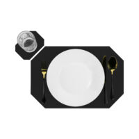 Zwarte placemat met onderzetter