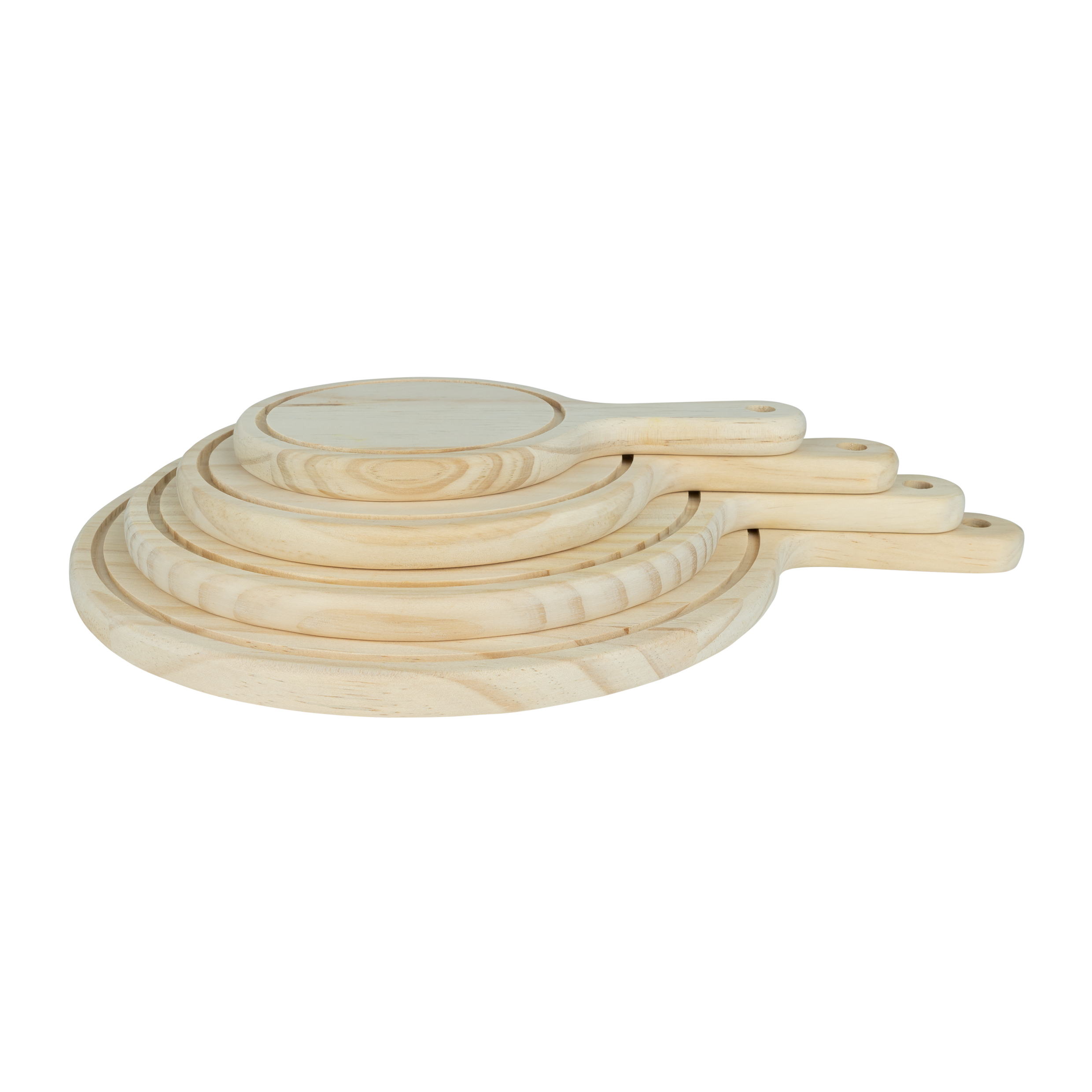 Serveerplanken set van 4 gemaakt van hout en met een ronde vorm