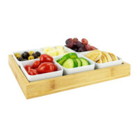 Tapasplank van hout met 6 schaaltjes