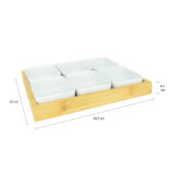 Afmeting houten plank met 6 schaaltjes voor op tafel