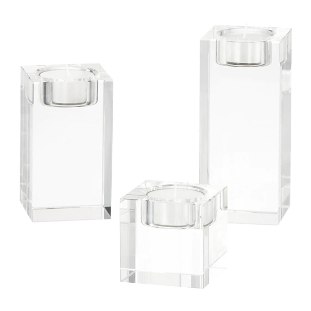 Waxinelichthouder glas set van 3