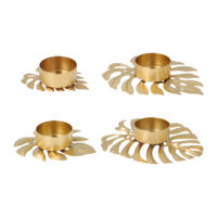 waxinelichthouders bladvorm goud set van 4