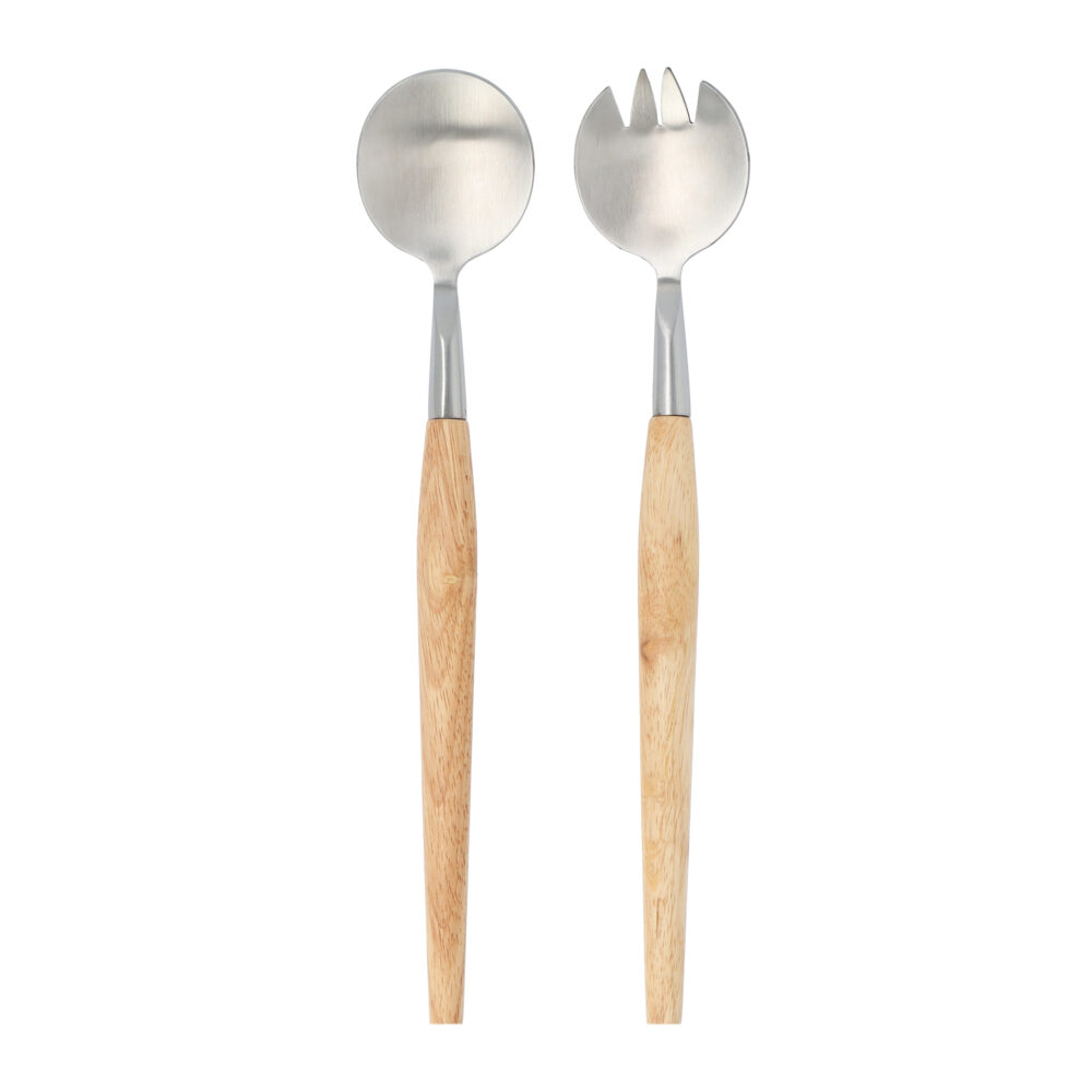 Saladebestek hout RVS