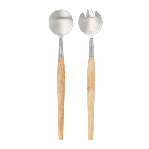 Saladebestek hout RVS