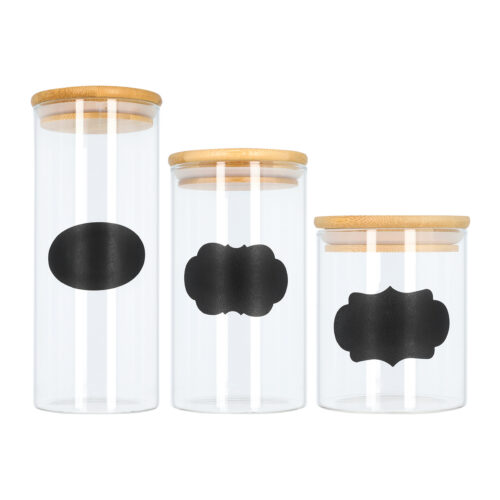 Voorraadpotten set van 3 met stickers