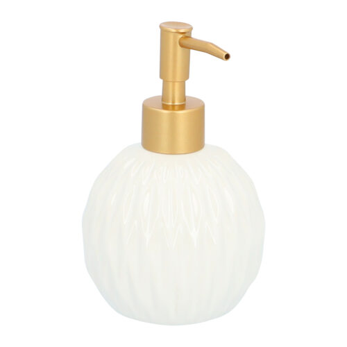 zeepdispenser rond wit met goud