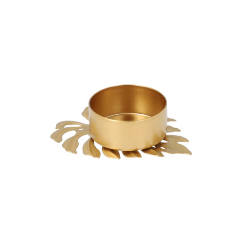 Waxinelichthouder blad goud