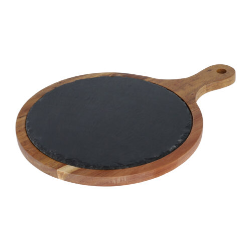 Borrelplank van hout en leisteen