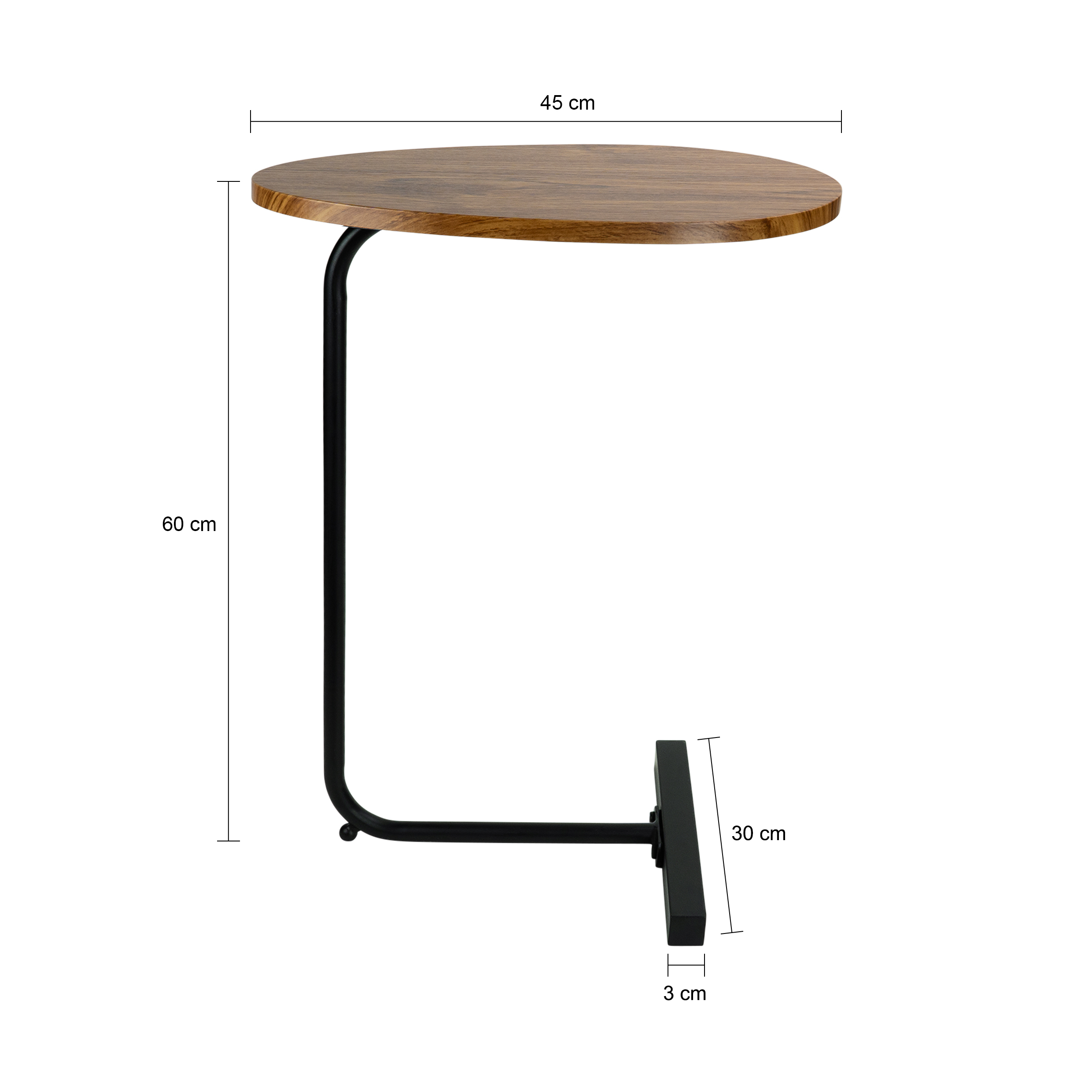 afmetingen bijzettafel