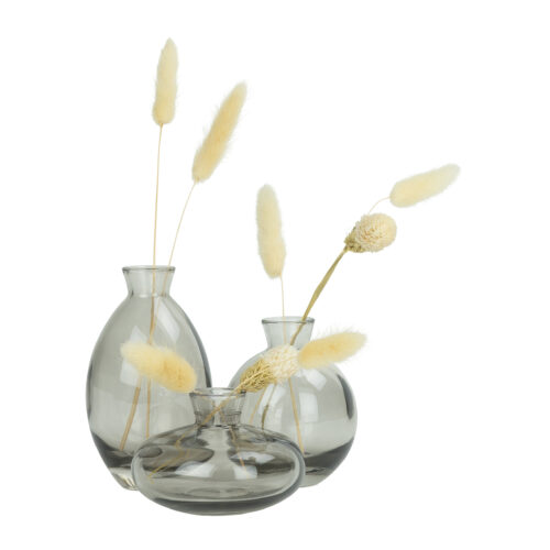 vazen set van 3 met donkerglas