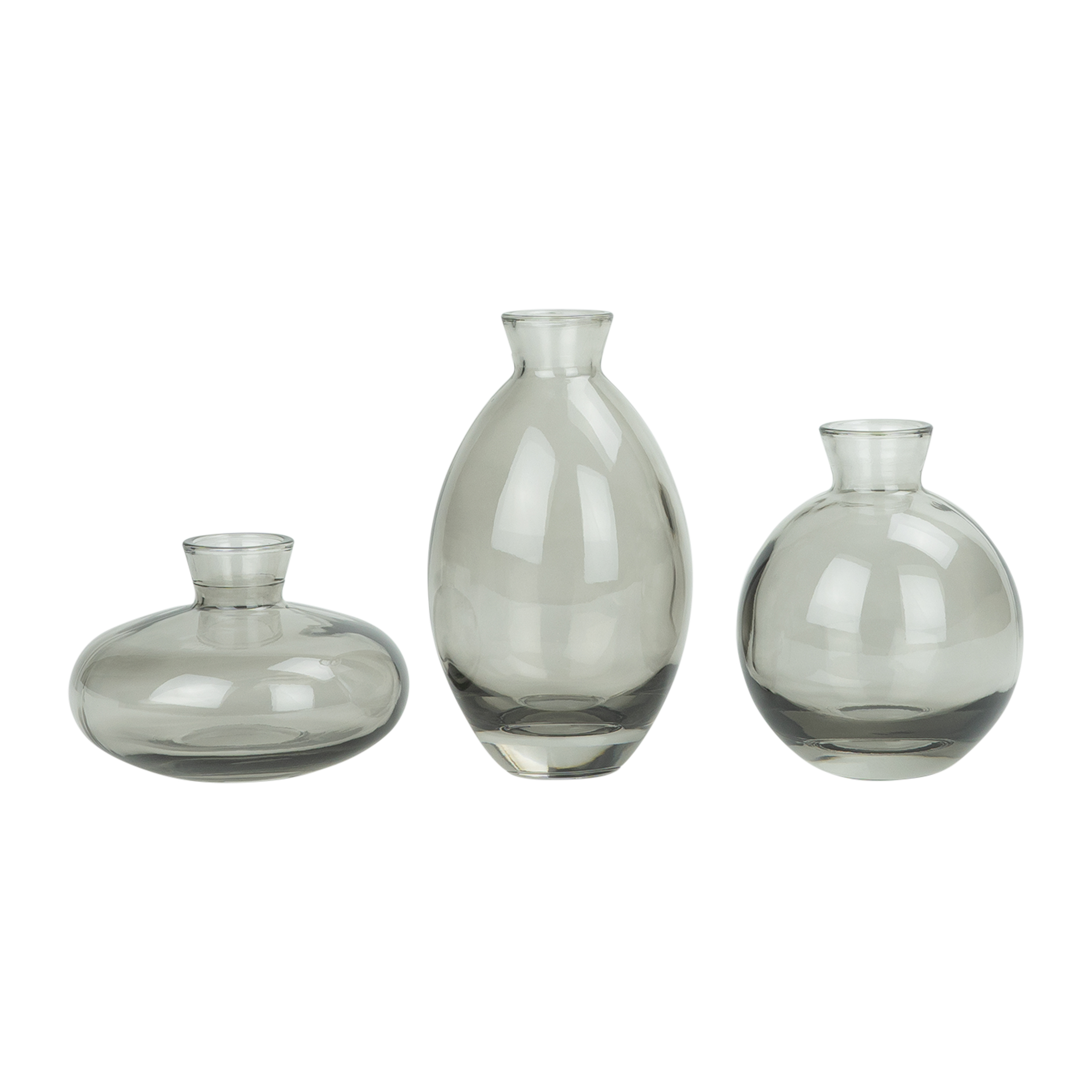 set van 3 glazen vaasjes
