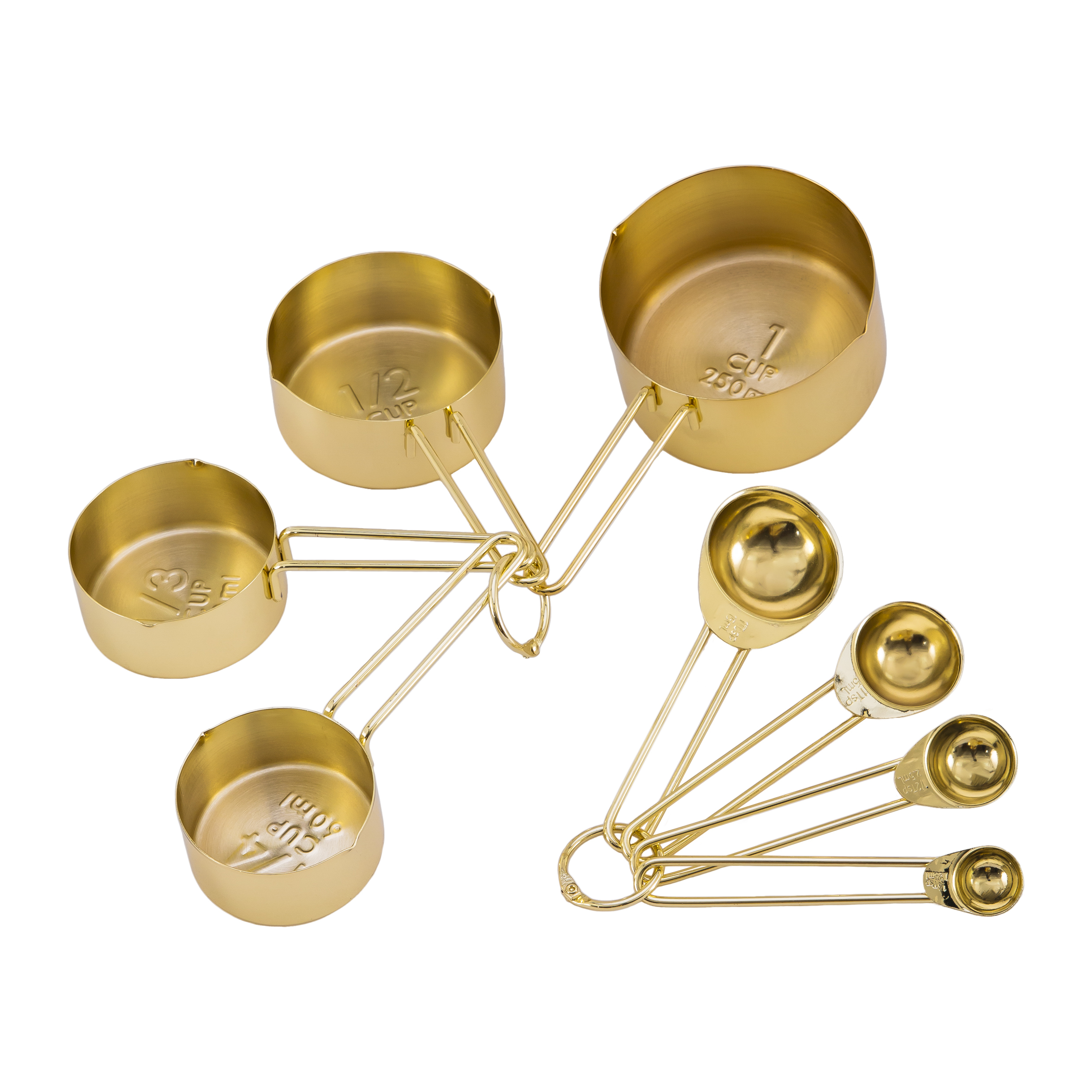 maatcups en lepels goud