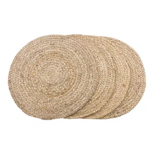 ronde jute placemats, set van vier ronde jute placemats, placemats, Jute, jute placemats, ronde ,