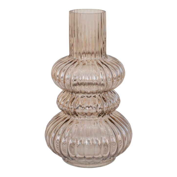 Mondgeblazen bruine vaas 25 cm, bolvormige bruine vaas, bruine vaas, bolvormige vaas, vaas, decoratieve vaas,