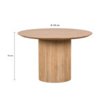 Lewis & Loft Lynn Ronde Eettafel Ø 120 cm – FSC®-gecertificeerd mangohout – Naturel