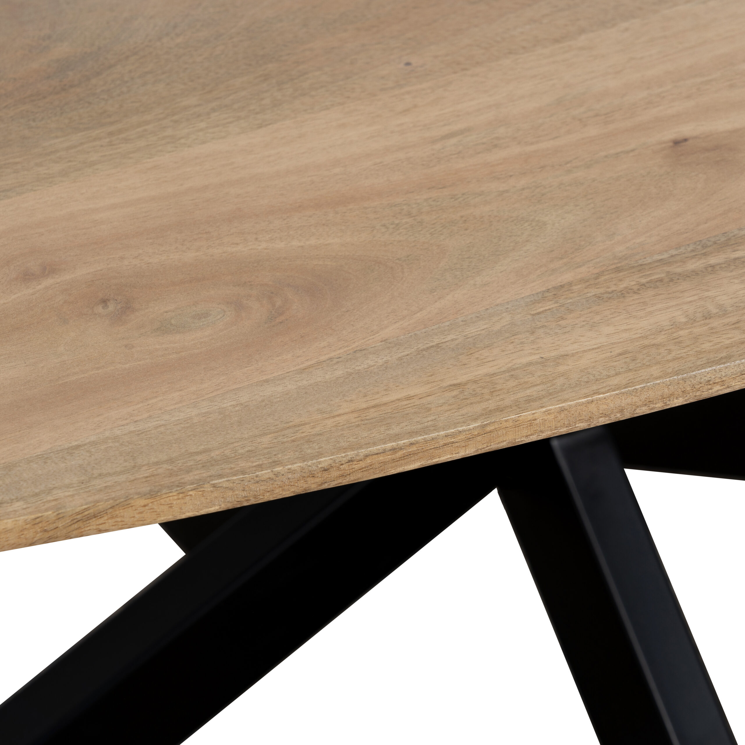 QUVIO Eettafel Sofia– Ovaal – 220×100 cm – Stalen kruispoot – FSC®-gecertificeerd mangohout – Naturel