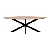 QUVIO Eettafel Sofia– Ovaal – 220×100 cm – Stalen kruispoot – FSC®-gecertificeerd mangohout – Naturel