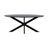 QUVIO Eettafel Sofia– Ovaal – 180×90 cm – Stalen kruispoot – FSC®-gecertificeerd mangohout –  Zwart