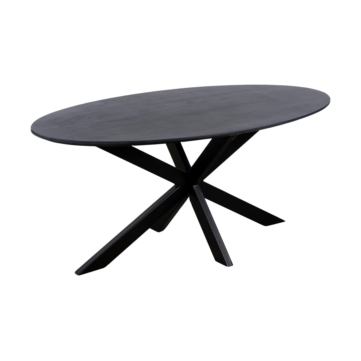 QUVIO Eettafel Sofia– Ovaal – 180×90 cm – Stalen kruispoot – FSC®-gecertificeerd mangohout –  Zwart