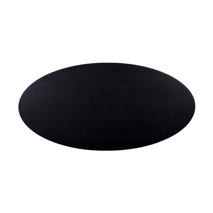 QUVIO Eettafel Sofia– Ovaal – 180×90 cm – Stalen kruispoot – FSC®-gecertificeerd mangohout –  Zwart