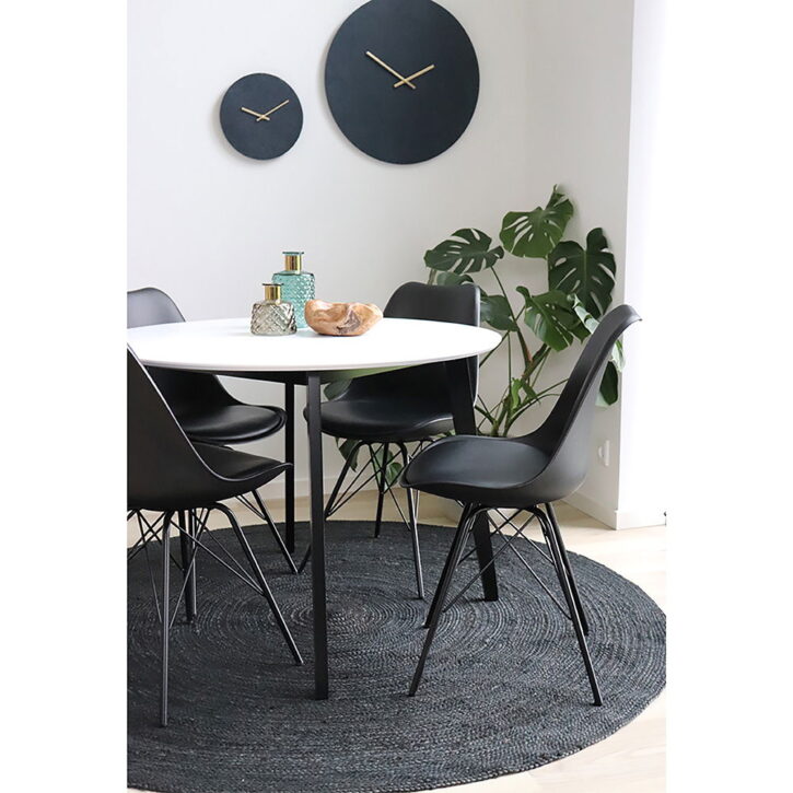 QUVIO Eetkamerstoel Kyoto – Zwart PU-leer – Moderne uitstraling – Set van 2