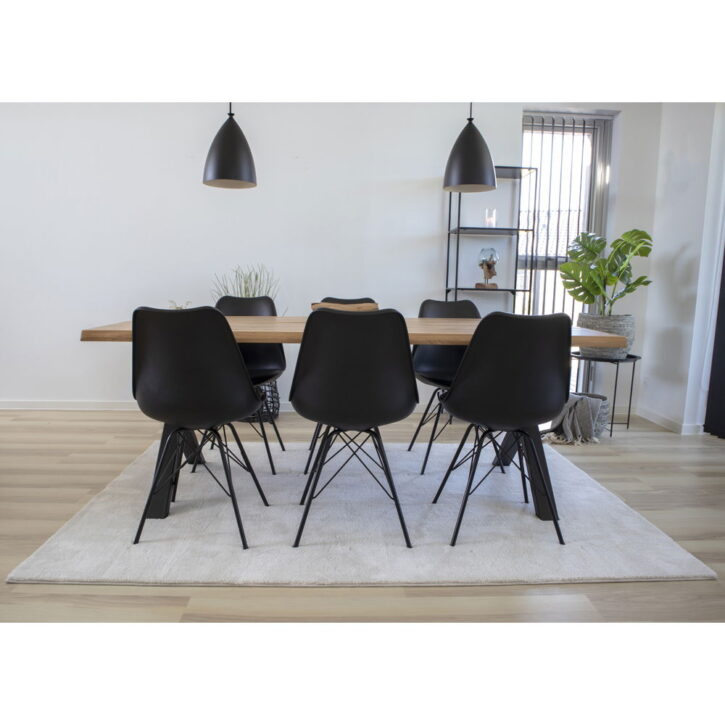 QUVIO Eetkamerstoel Kyoto – Zwart PU-leer – Moderne uitstraling – Set van 2