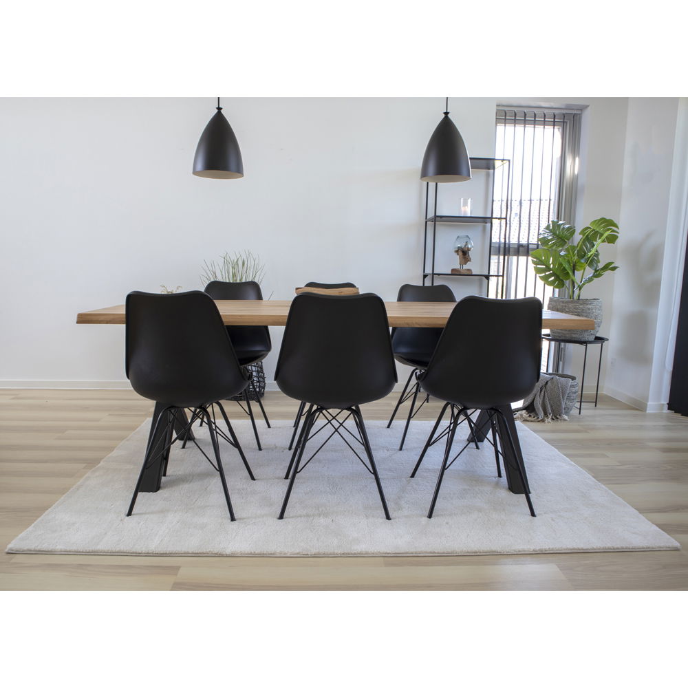 QUVIO Eetkamerstoel Kyoto – Zwart PU-leer – Moderne uitstraling – Set van 2