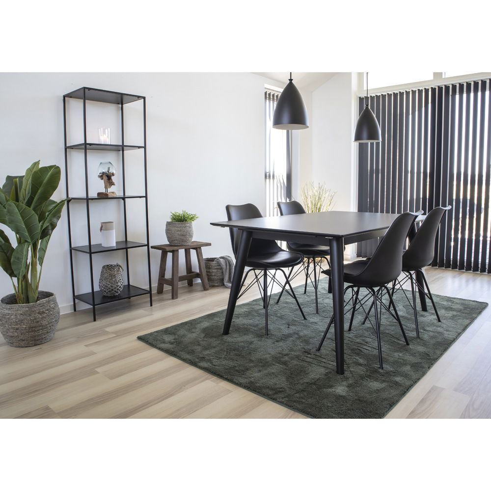 QUVIO Eetkamerstoel Kyoto – Zwart PU-leer – Moderne uitstraling – Set van 2