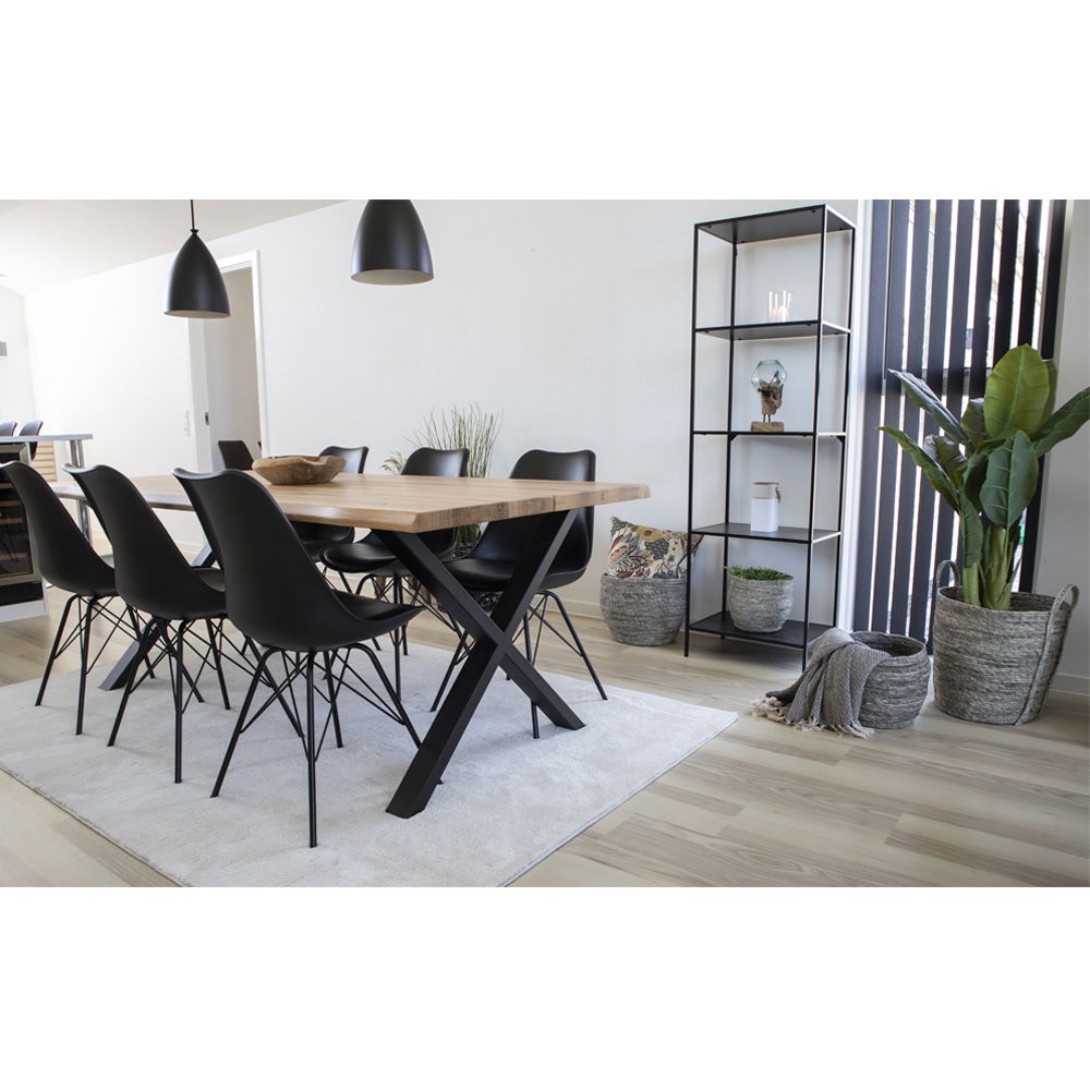 QUVIO Eetkamerstoel Kyoto – Zwart PU-leer – Moderne uitstraling – Set van 2