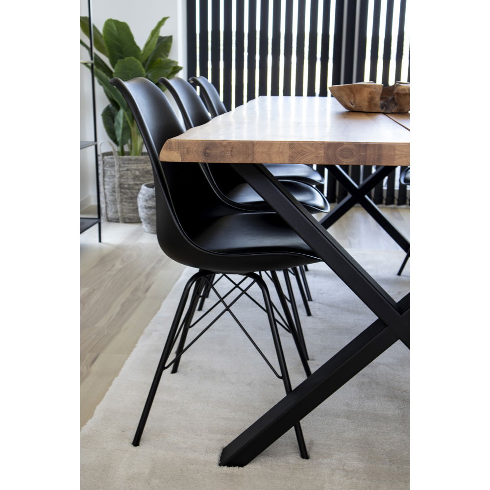 QUVIO Eetkamerstoel Kyoto – Zwart PU-leer – Moderne uitstraling – Set van 2