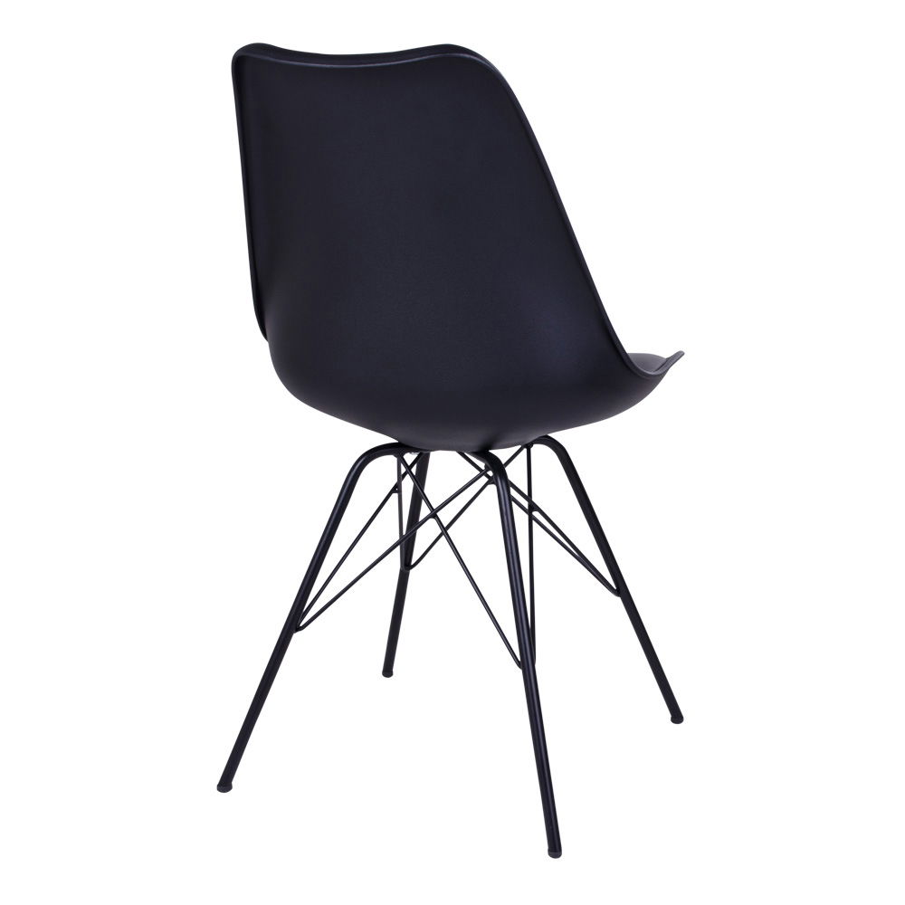 QUVIO Eetkamerstoel Kyoto – Zwart PU-leer – Moderne uitstraling – Set van 2
