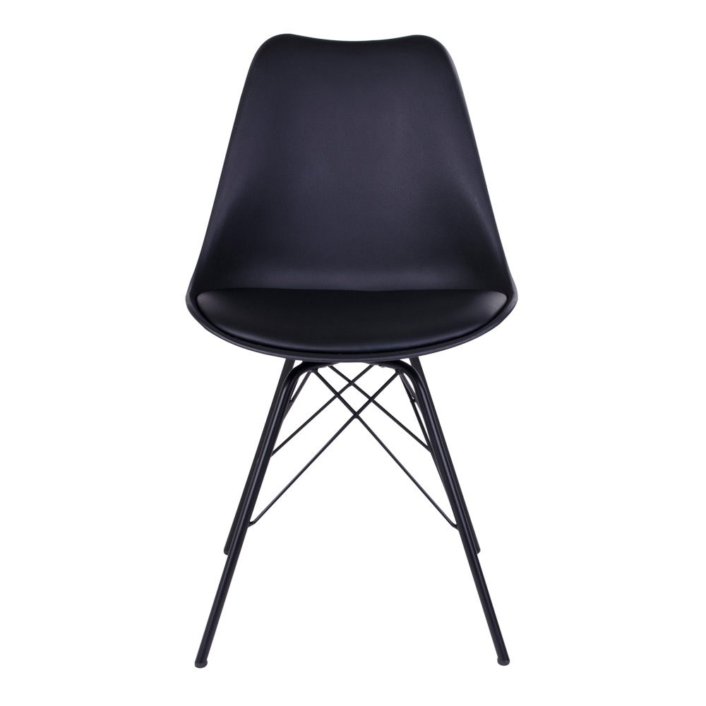 QUVIO Eetkamerstoel Kyoto – Zwart PU-leer – Moderne uitstraling – Set van 2
