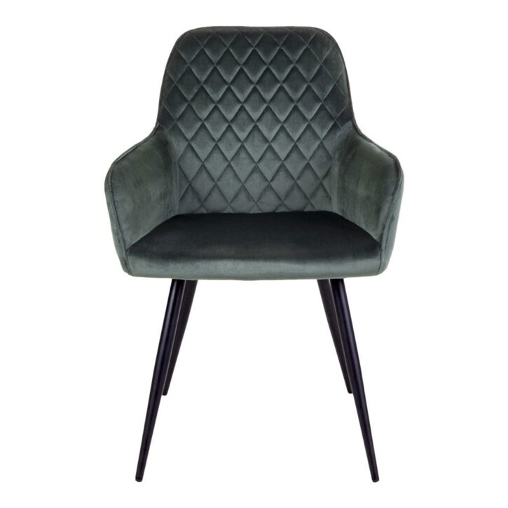 QUVIO Eetkamerstoel Vienna – Fluweel Groen – Zithoogte 47 cm – Set van 2