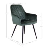QUVIO Eetkamerstoel Vienna – Fluweel Groen – Zithoogte 47 cm – Set van 2