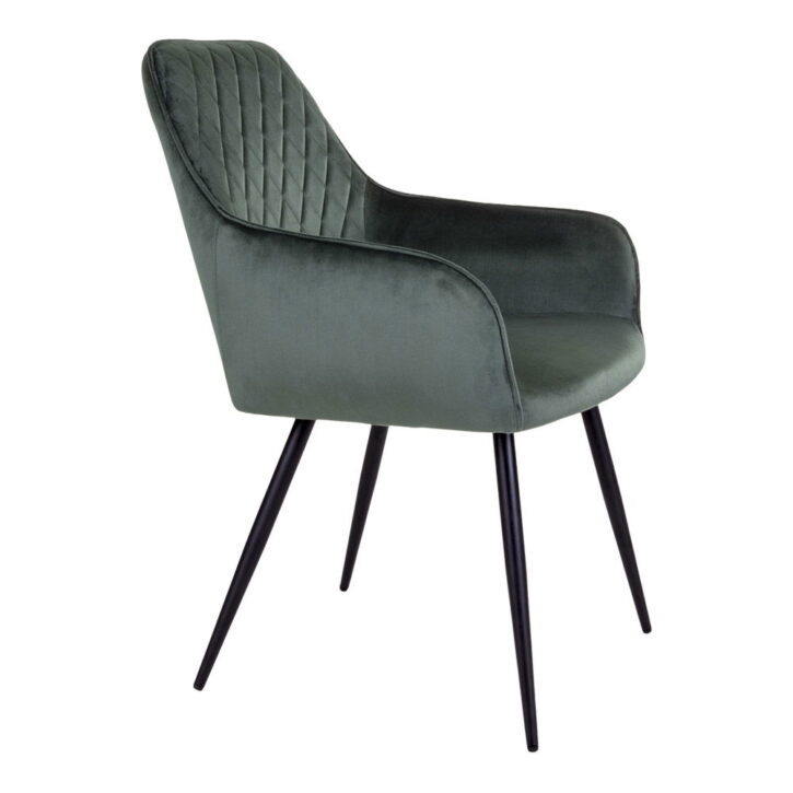 QUVIO Eetkamerstoel Vienna – Fluweel Groen – Zithoogte 47 cm – Set van 2