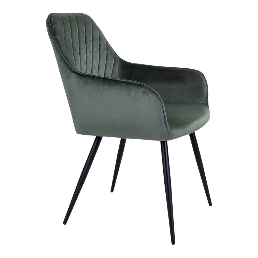 QUVIO Eetkamerstoel Vienna – Fluweel Groen – Zithoogte 47 cm – Set van 2