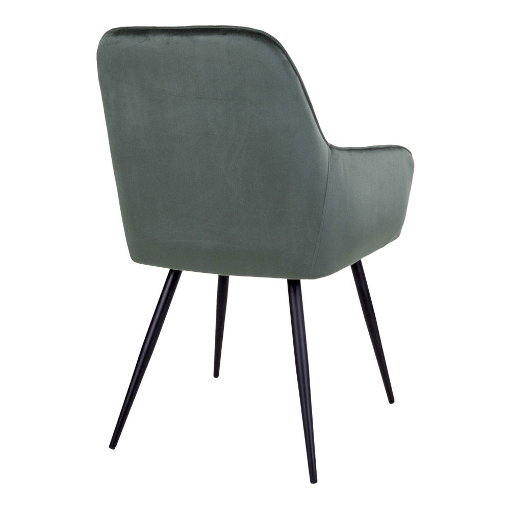 QUVIO Eetkamerstoel Vienna – Fluweel Groen – Zithoogte 47 cm – Set van 2