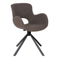 QUVIO Eetkamerstoel Osaka – Bouclé – Bruin – Draaibare Zitting – Set van 2