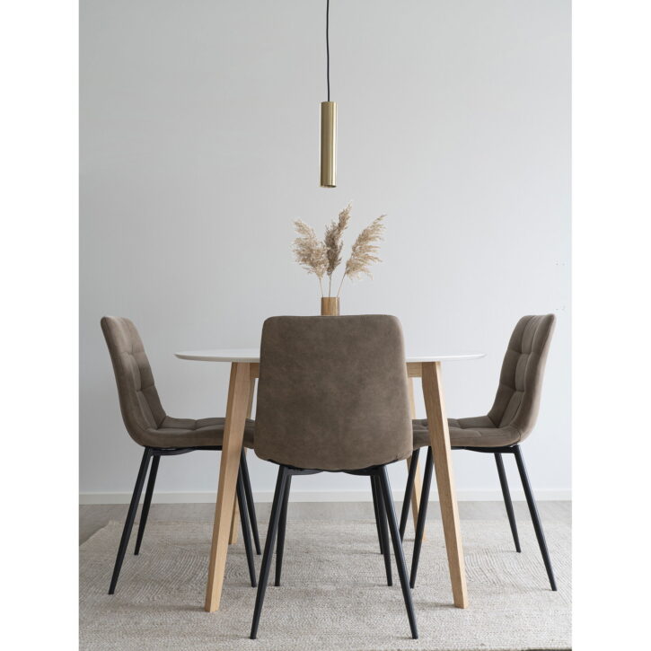 QUVIO Eetkamerstoel Florence – Lichtbruin en Zwart – Set van 2