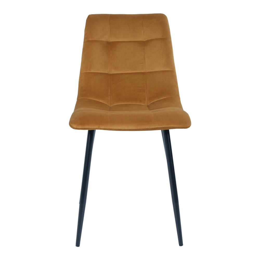 QUVIO Eetkamerstoel Florence – Mosterdgeel Fluweel – Set van 2