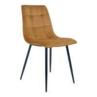 QUVIO Eetkamerstoel Florence – Mosterdgeel Fluweel – Set van 2