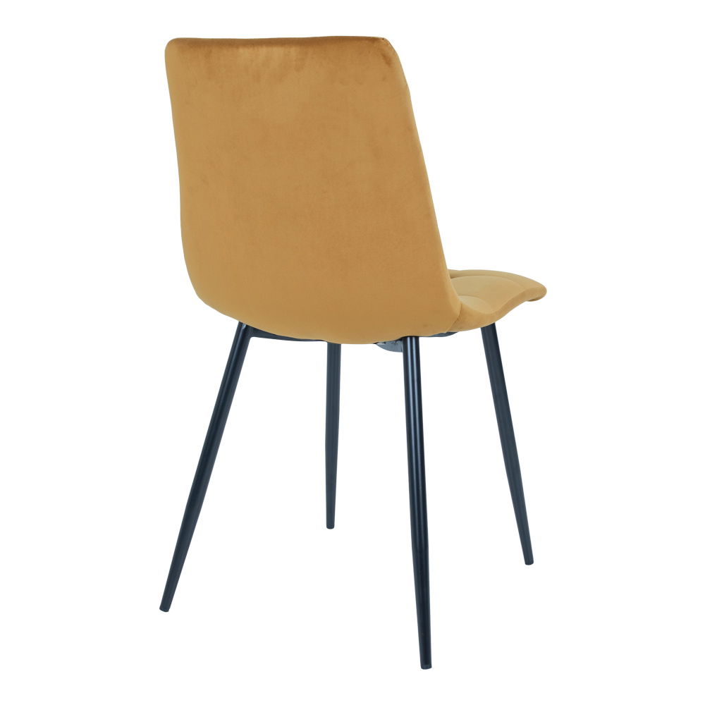 QUVIO Eetkamerstoel Florence – Mosterdgeel Fluweel – Set van 2