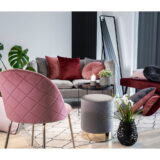 QUVIO Eetkamerstoel Geneva – Roze Fluweel – Messing Look Poten – Set van 2