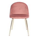 QUVIO Eetkamerstoel Geneva – Roze Fluweel – Messing Look Poten – Set van 2