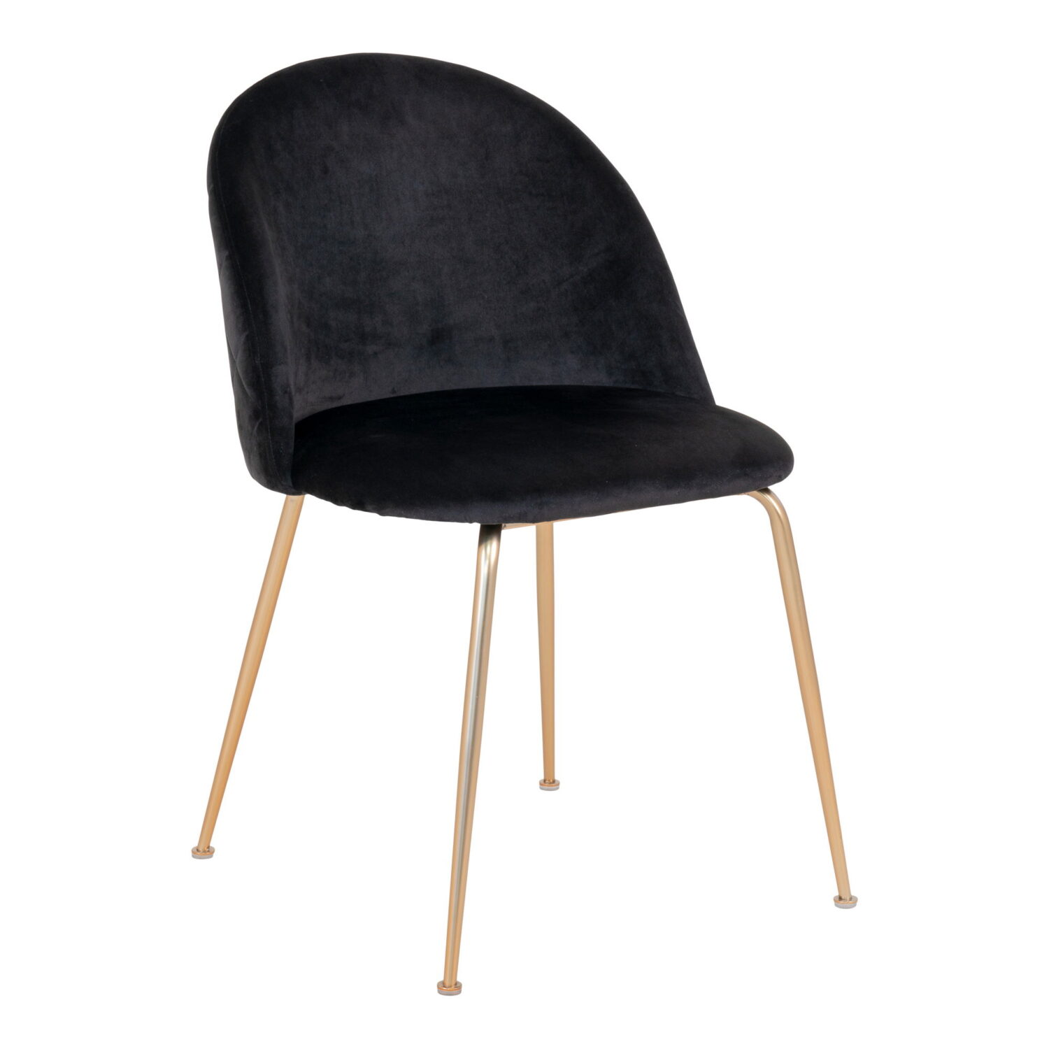 QUVIO Eetkamerstoel Geneva – Fluweel – Zwart – Messing look – Set van 2