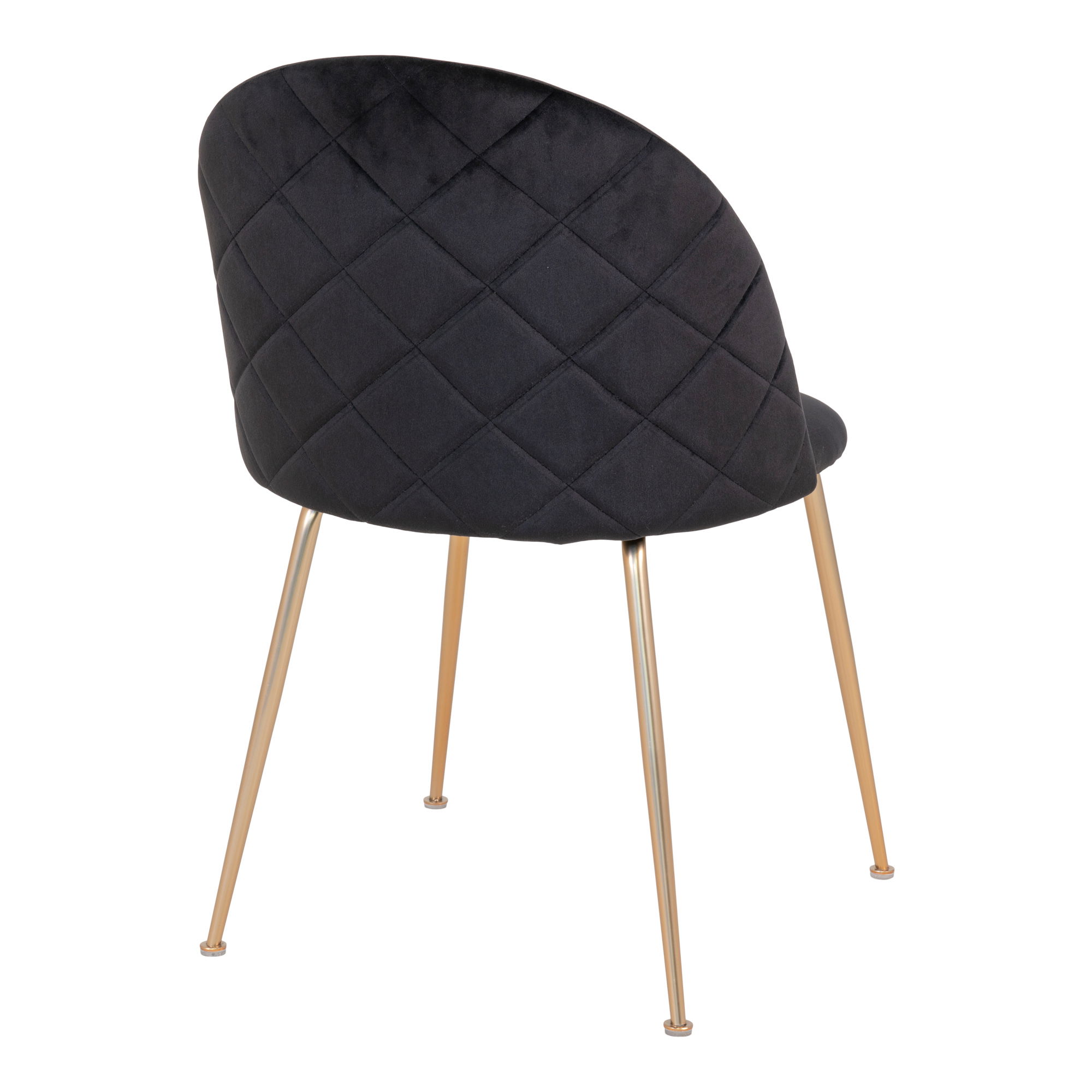 QUVIO Eetkamerstoel Geneva – Fluweel – Zwart – Messing look – Set van 2