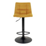 QUVIO Barstoel Florence – Mosterdgeel Fluweel – Verstelbare Zithoogte – Set van 2